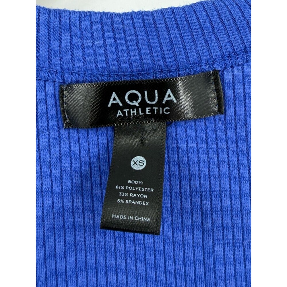 Aqua Athletic Meet and Greet Ribbed Crop Tank | Blue | XS - Picture 5 of 6